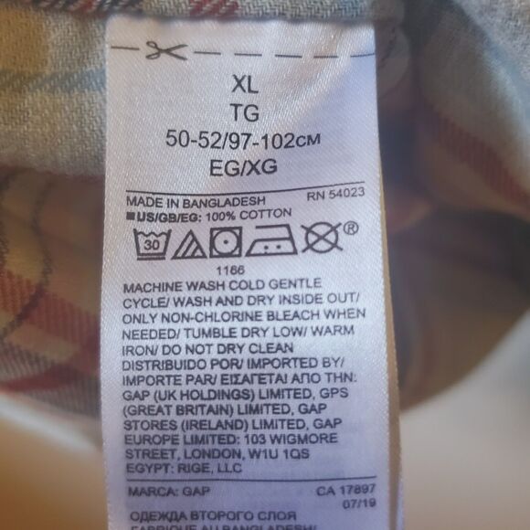 Gap Mens XL Green Twill Plaid Button Down Long Sleeve Cotton Comfort Outdoor - Picture 12 of 12